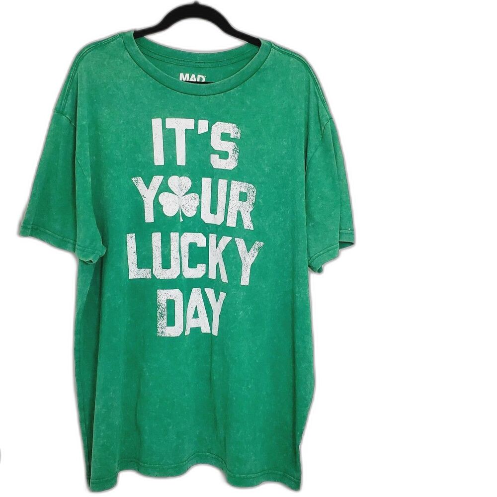 New Men's XXL Green Graphic T-Shirt "IT'S YOUR LUCKY DAY" size XXL